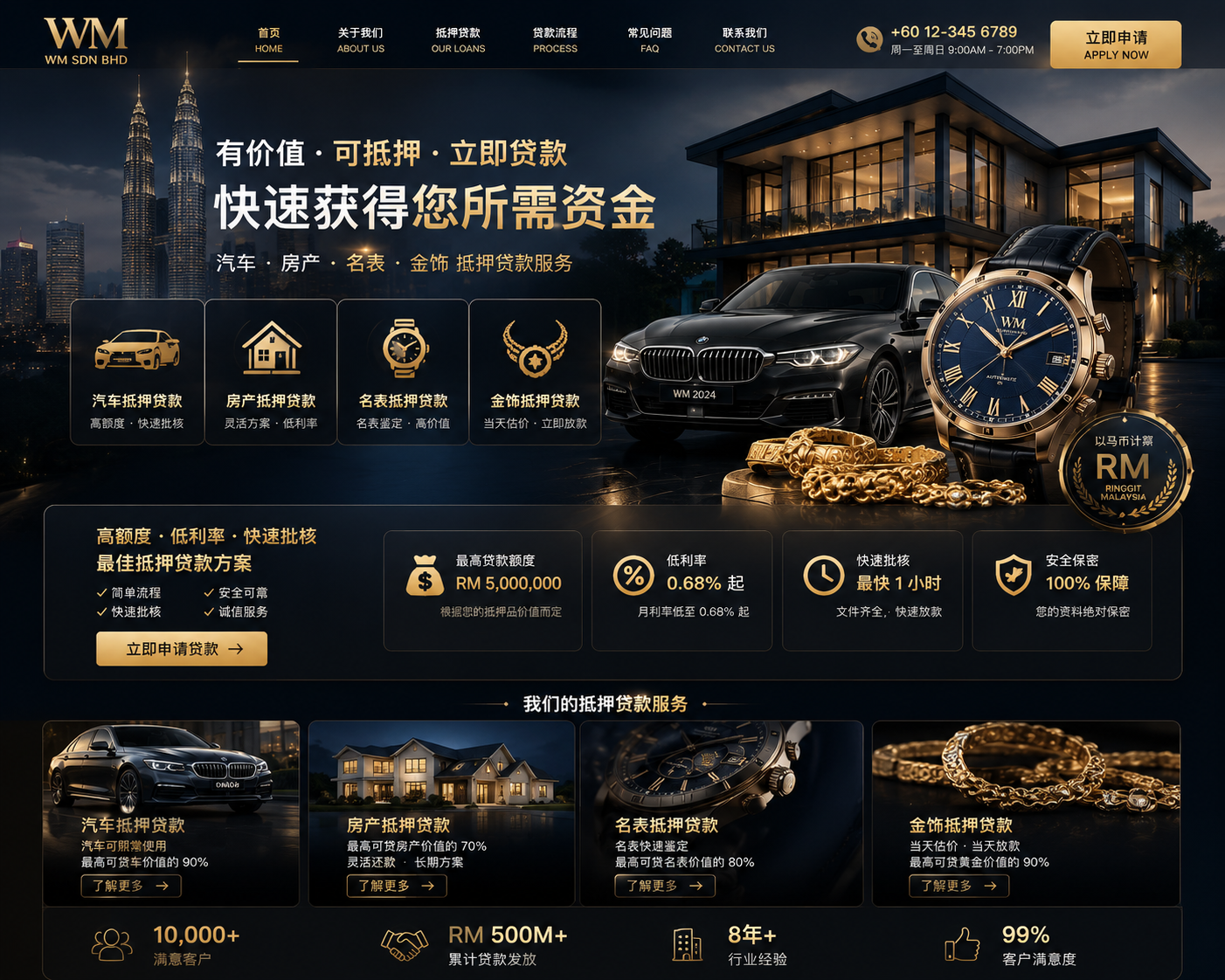 WM 汽车、房产、名表、金饰抵押贷款服务